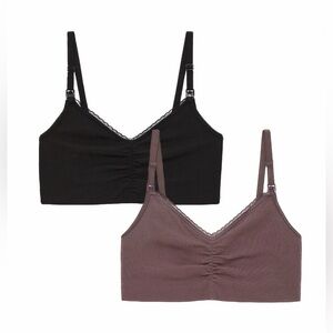 🌴Joyspun Women's Maternity Ribbed Cotton Nursing Bralette 2-Pack S/ XXL/ XXL